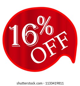 Discounts Sale Banner 16% Illustration vector Red background white letters
