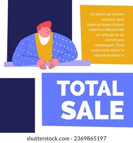 Discounts and sale for clients, total reduction of prices and special deals for customers. Clearance or closeout of shop or store. Promotional banner, advertising vector in flat style illustration