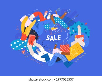 Discounts, sale, promotion. Flat vector modern illustration