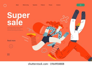 Discounts, sale, promotion, web template. Flat vector