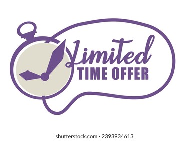 Discounts in shops and stores, limited time offer proposal. Buy goods and products with reduced prices, banner with ticking clock. Shopping with affordable costs. Vector in flat style illustration