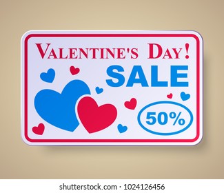 Discounts for Valentines Day, Sale, Vector illustration