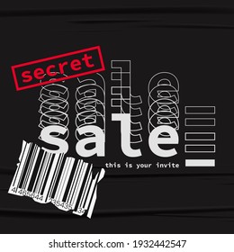 The discounts vector a social media template. The top secret sale typographic. The stylish modern advertising background design