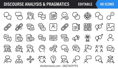 Discourse Analysis Pragmatics Icons Set