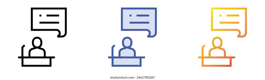 discourse icon. Linear, Blue Fill and Gradient Style Design Isolated On White Background