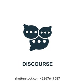 Discourse icon. Monochrome simple sign from speech collection. Discourse icon for logo, templates, web design and infographics.