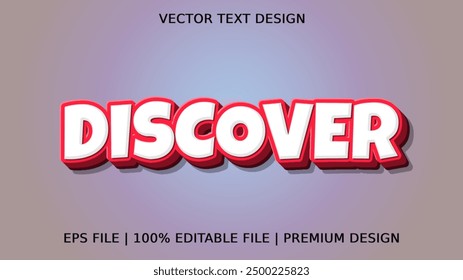 Discover 3d editable text effect, font editable, typography, 3d text for  exploration, travel and journey. vector template