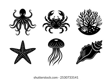 Descubra adorables Ilustraciones vectoriales de dibujos animados de lindos animales marinos, conchas, corales y algas marinas. Perfecto para tus proyectos creativos en Shutterstock, AdobeStock y Freepik. Descarga Kawaii Sea Life C