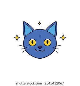 Discover an adorable cat face sticker in vector format, perfect for icons, logos, and creative projects. Download this high-quality, detailed vector art today.