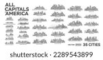 Discover the America with this striking linear-style illustration, featuring all the capitals. The clean lines make it perfect for a variety of projects.