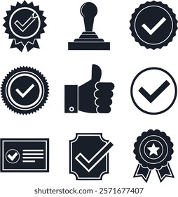 Discover approved black vector icons with a sleek, minimalist style. Perfect for web, apps, and print projects. High-quality, scalable designs for professional use.