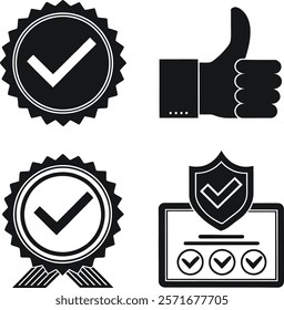 Discover approved black vector icons with a sleek, minimalist style. Perfect for web, apps, and print projects. High-quality, scalable designs for professional use.