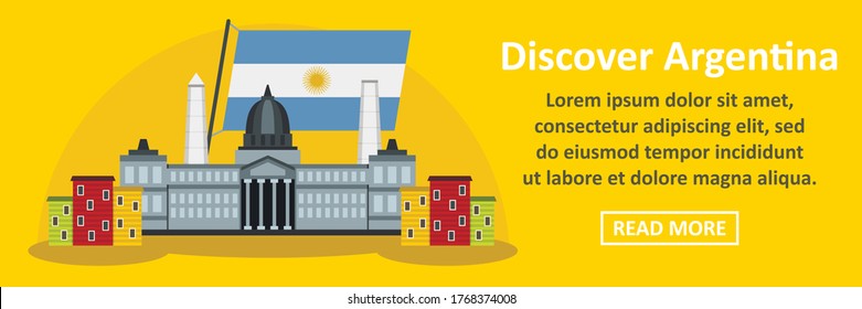 Discover argentina banner horizontal concept. Flat illustration of discover argentina banner horizontal vector concept for web