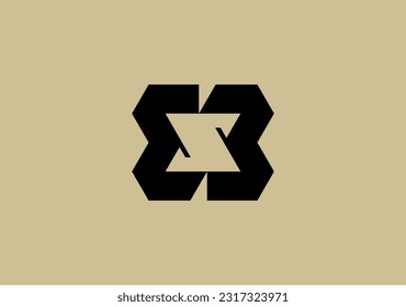 Discover the artistry of an abstract shape created by intertwining two sigma symbols, ingeniously forming the initials letter S within a harmoniously crafted negative space