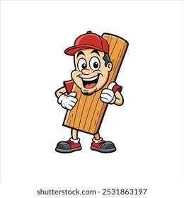 Discover the Baseball Player Wood Plank Character vector set, featuring a creative and fun cartoon character illustration of a wooden plank in a baseball uniform. Perfect for print and digital 