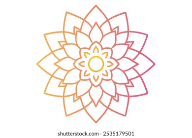 Discover a beautifully crafted gradient mandala ornament featuring intricate line art and a striking outline pattern. This versatile silhouette design is ideal for creating logo.