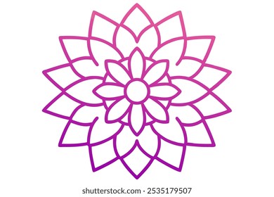 Discover a beautifully crafted gradient mandala ornament featuring intricate line art and a striking outline pattern. This versatile silhouette design is ideal for creating logo.