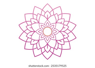 Discover a beautifully crafted gradient mandala ornament featuring intricate line art and a striking outline pattern. This versatile silhouette design is ideal for creating logo.