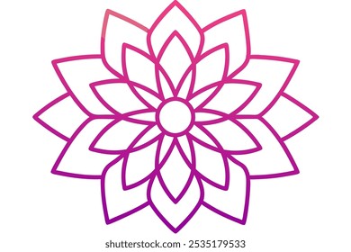 Discover a beautifully crafted gradient mandala ornament featuring intricate line art and a striking outline pattern. This versatile silhouette design is ideal for creating logo.