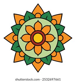 Descubra uma ilustração de vetor de arte mandala tradicional muito bem trabalhada, com padrões intrincados e simetria elegante. Perfeito para impressão, projetos digitais e inspiração de design