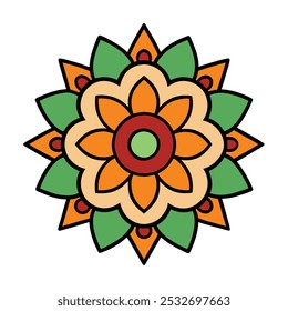 Descubra uma ilustração de vetor de arte mandala tradicional muito bem trabalhada, com padrões intrincados e simetria elegante. Perfeito para impressão, projetos digitais e inspiração de design