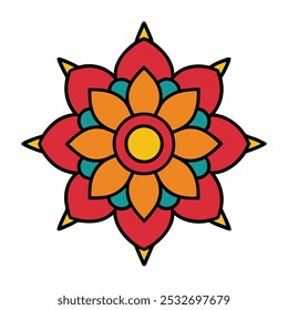 Descubra uma ilustração de vetor de arte mandala tradicional muito bem trabalhada, com padrões intrincados e simetria elegante. Perfeito para impressão, projetos digitais e inspiração de design