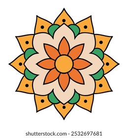 Descubra uma ilustração de vetor de arte mandala tradicional muito bem trabalhada, com padrões intrincados e simetria elegante. Perfeito para impressão, projetos digitais e inspiração de design