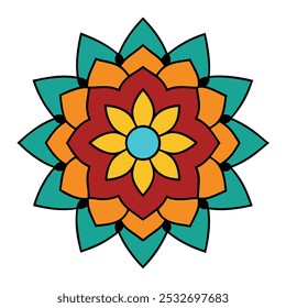 Descubra uma ilustração de vetor de arte mandala tradicional muito bem trabalhada, com padrões intrincados e simetria elegante. Perfeito para impressão, projetos digitais e inspiração de design