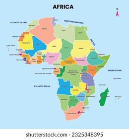 Discover the beauty of Africa like never before with a super clear map that shows you all the countries. It's like having a really detailed picture of each nation's shape and cool places to visit.