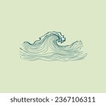 Discover the beauty of continuous line art with our mesmerizing one-line sea waves illustration.