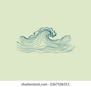 Discover the beauty of continuous line art with our mesmerizing one-line sea waves illustration.
