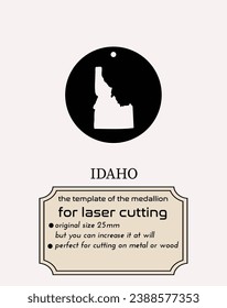 Discover the beauty of Idaho in stunning detail. Elevate your jewelry game with laser-cut metal pendant template, featuring a miniature map design