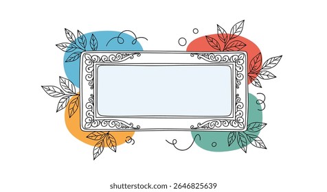 Discover the Beauty of Nature With This Unique Artistic Floral Frame Design Featuring Organic Shapes and Leaf Motifs Perfect for Your Creative Projects