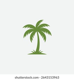 Discover a bold, minimalist palm tree logo in lime green on a deep brown backdrop. Clean, symmetrical tropical design perfect for branding, apparel, or summer-themed visuals.