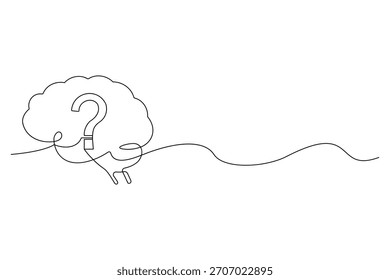 Discover brainstorm and solve with brain question. Find the key with think. Continuous line drawing design vector illustration.