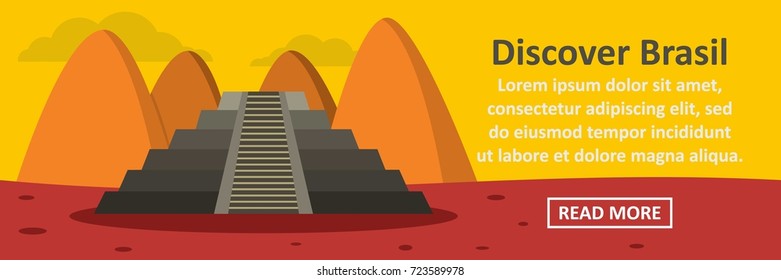 Discover Brasil banner horizontal concept. Flat illustration of discover Brasil banner horizontal vector concept for web design