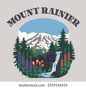 Discover the breathtaking beauty of Mount Rainier with this vintage illustration. Perfect for nature lovers and collectors, it captures the essence of this iconic mountain!