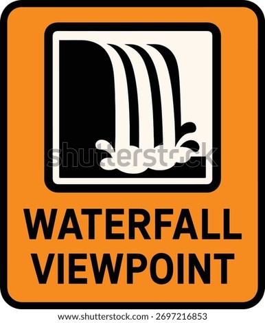 Discover breathtaking waterfall viewpoints with this eye-catching graphic sign for nature enthusiasts
