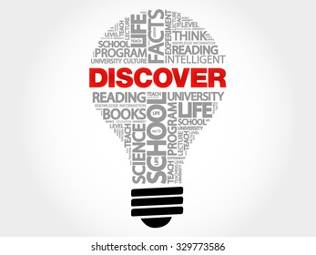 DISCOVER bulb word cloud, business concept