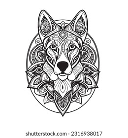 Discover the captivating Mandala-style German Shepherd vector. Intricate and mesmerizing, this artwork is ideal for coloring, design, and tattoo inspiration. High-quality and scalable,