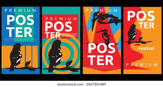 Discover a captivating set of abstract bird posters featuring vibrant, multicolor backgrounds.