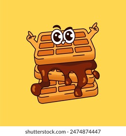 Discover the charm of this adorable waffle vector illustration! Perfect for breakfast-themed designs, this vector features a cute waffle character with a happy face, beautifully detailed texture, and 