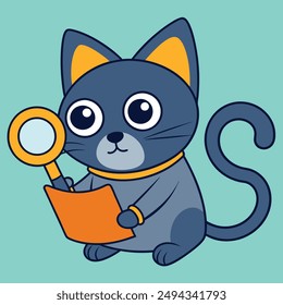 Discover a charming and clever cat in a vibrant vector illustration. Perfect for creative projects, this high-quality artwork is ideal for commercial use and royalty-free downloads