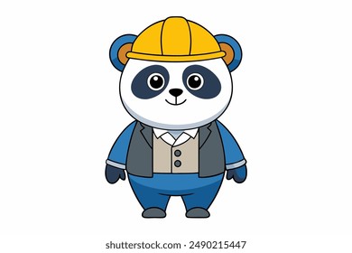 Discover a charming panda architect in this vibrant vector illustration. Perfect for adding a touch of creativity and character to your projects