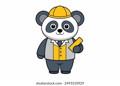 Discover a charming panda architect in this vibrant vector illustration. Perfect for adding a touch of creativity and character to your projects