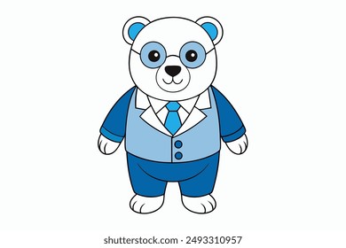 Discover a charming polar bear as a professor cartoon icon in vector illustration. Perfect for educational projects, school materials, and playful designs