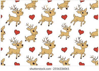 Discover a charming vintage deer seamless pattern with Christmas elements. Perfect for festive decorations, gift wrapping, textiles, or holiday crafts. Add a timeless, nostalgic touch to your designs