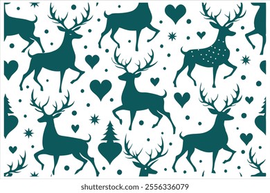 Discover a charming vintage deer seamless pattern with Christmas elements. Perfect for festive decorations, gift wrapping, textiles, or holiday crafts. Add a timeless, nostalgic touch to your designs