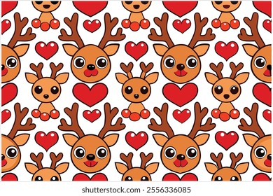 Discover a charming vintage deer seamless pattern with Christmas elements. Perfect for festive decorations, gift wrapping, textiles, or holiday crafts. Add a timeless, nostalgic touch to your designs