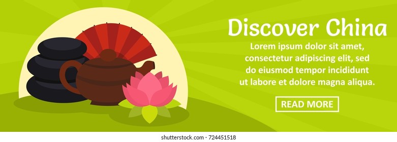 Discover China banner horizontal concept. Flat illustration of discover China banner horizontal vector concept for web design